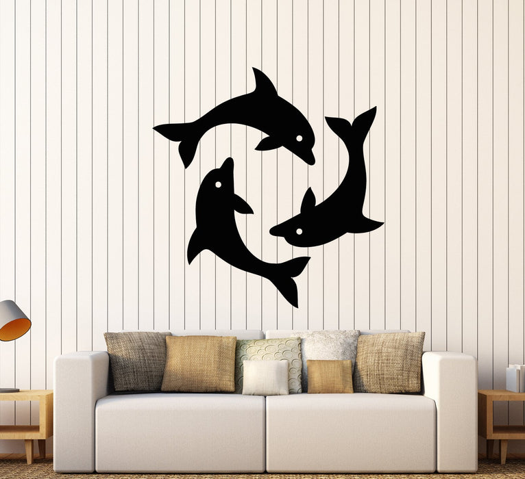 Vinyl Wall Decal Cartoon Dolphins Sea Ocean Style Stickers (2367ig)