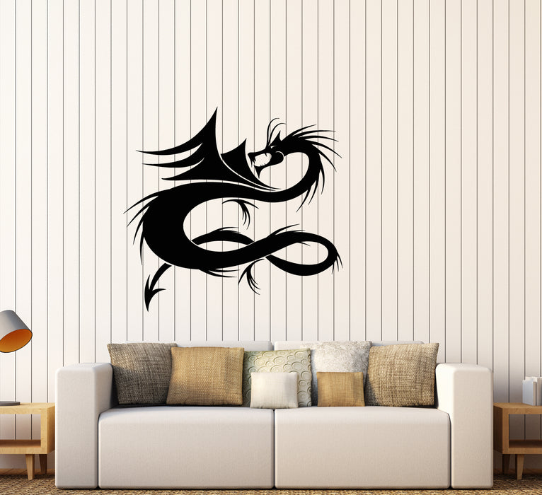 Vinyl Wall Decal Cartoon Chinese Dragon Ornament Silhouette Stickers (3322ig)