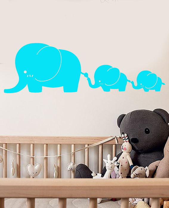 Vinyl Wall Decal Cartoon Elephants Family Children's Room Stickers (2433ig)