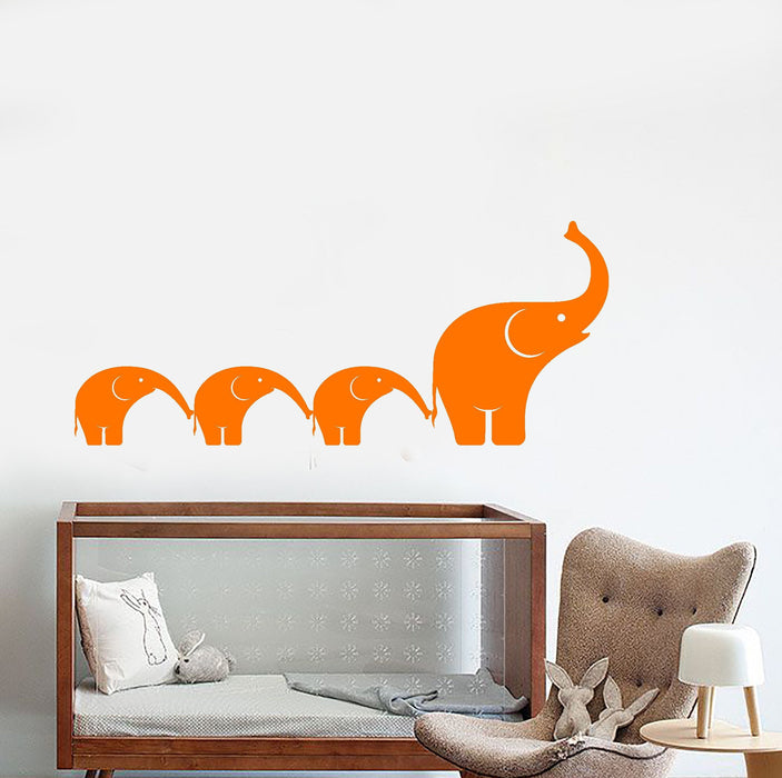 Vinyl Wall Decal Elephants Family Cartoon African Animals Nursery Stickers Unique Gift (1443ig)