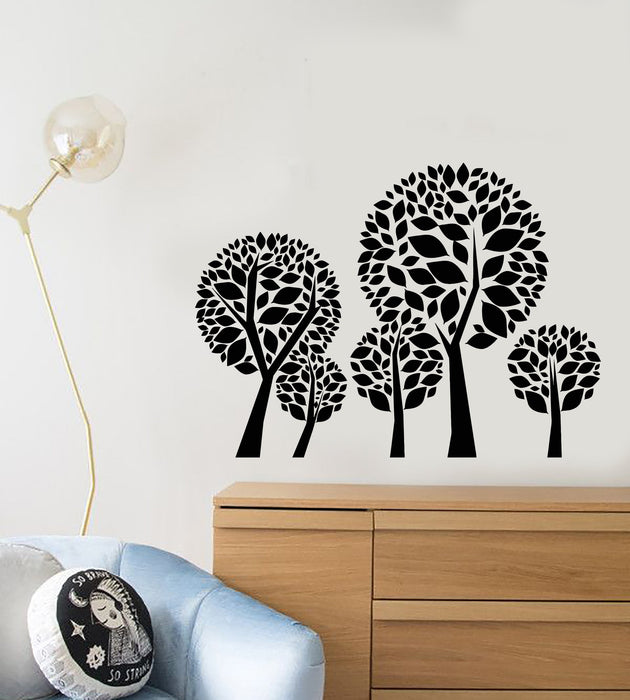 Vinyl Wall Decal Cartoon Forest Trees Leaves Nursery Children's Room Decor Stickers (2635ig)