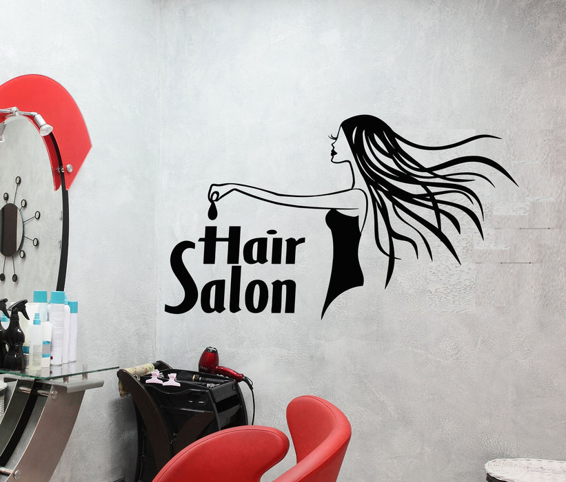 Виниловая наклейка на стену, логотип салона красоты, наклейки с изображением мультяшной девушки (3408ig)