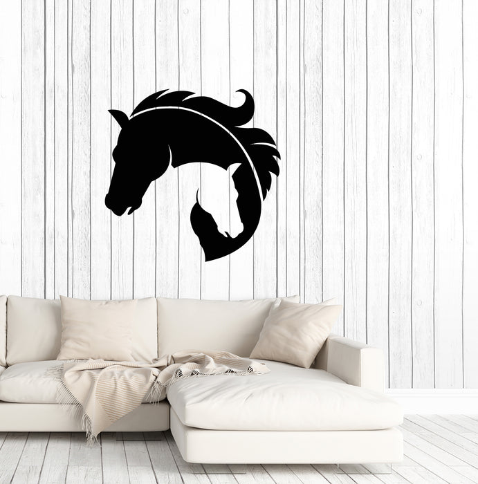 Vinyl Wall Decal Horse Heads Mother And Baby Room Decor Stickers (3884ig)