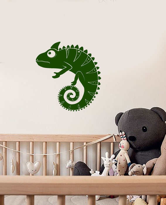 Vinyl Wall Decal Cartoon Funny Chameleon Lizard Animal Nursery Stickers (4133ig)