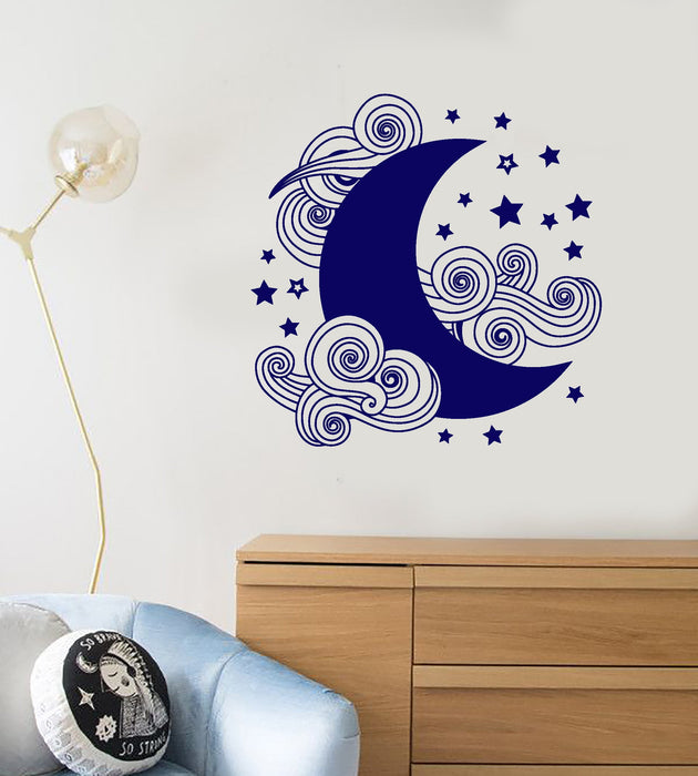 Vinyl Wall Decal Cartoon Abstract Moon Stars Bedroom Decor Stickers (2593ig)
