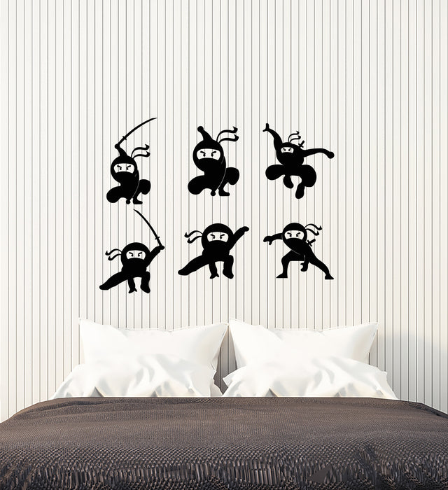 Vinyl Wall Decal Cartoon Ninjas Asian Warriors Decor For Boy's Room Stickers (4069ig)