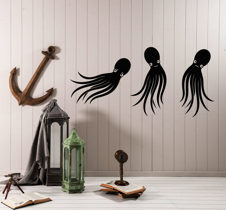 Vinyl Wall Decal Cartoon Little Baby Octopuses Children's Room Decor Stickers (3975ig)