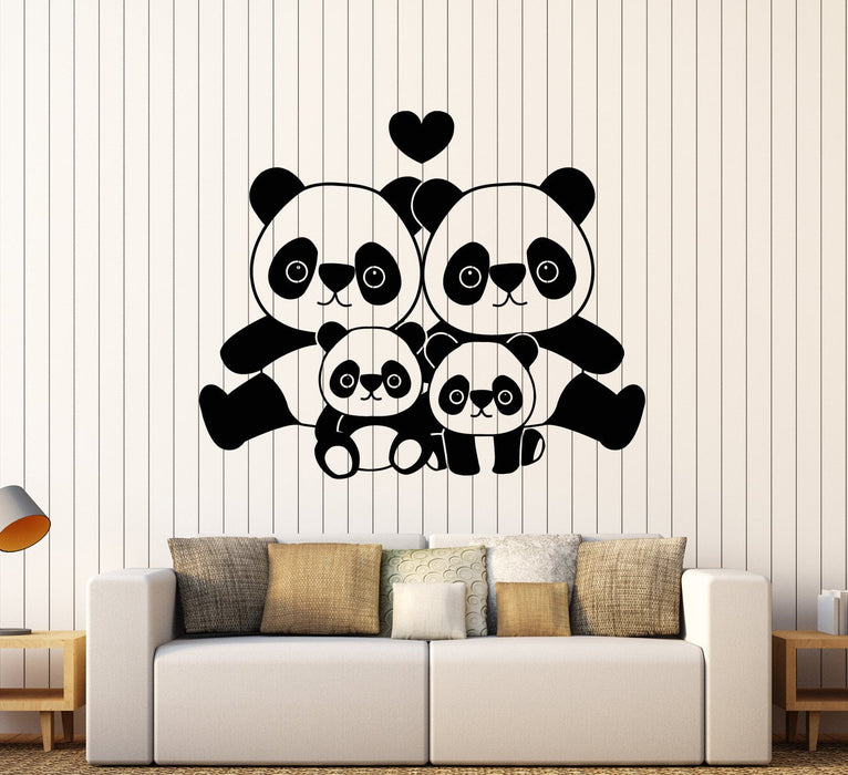 Vinyl Wall Decal Cartoon Panda Family Asian Animals For Children's Room Stickers (2592ig)
