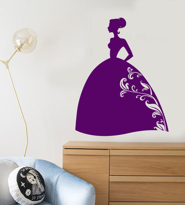 Vinyl Wall Decal Cartoon Silhouette Princess Fairy Tale For Girl Room Stickers (2685ig)