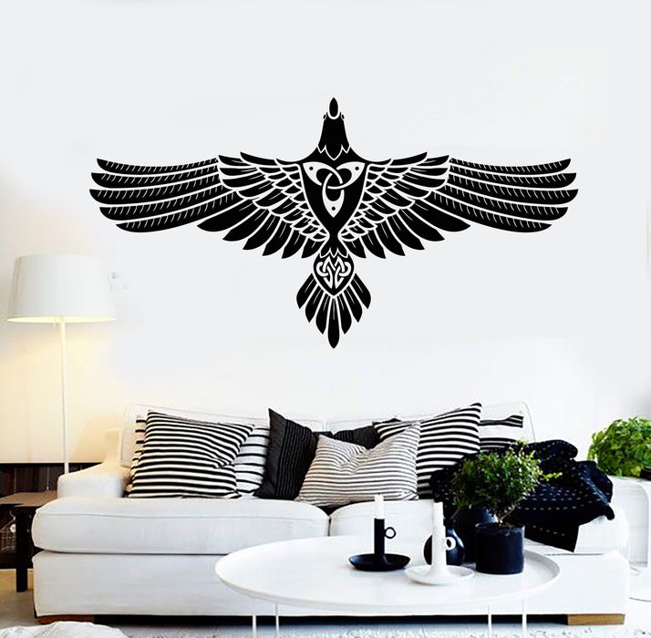Vinyl Wall Decal Abstract Celtic Crow Raven Ornament Stickers (2387ig)