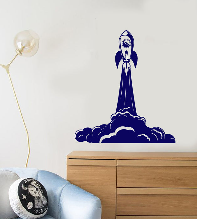 Vinyl Wall Decal Cartoon Rocket Space Astronaut Children's Room Stickers (2599ig)