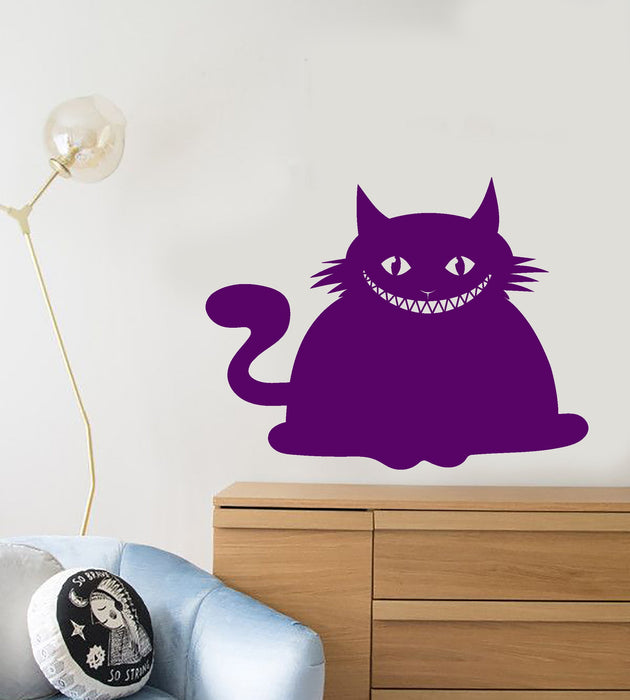 Vinyl Wall Decal Cheshire Cat Smile Crazy Pet Cartoon Nursery Room Stickers (2569ig)