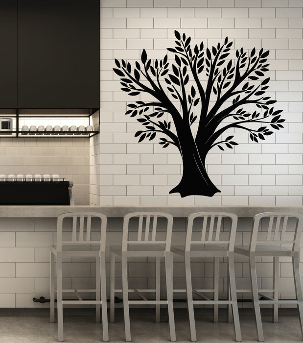 Autocollant mural en vinyle Famille Forêt Arbre Feuilles de chêne Décoration de cuisine Autocollants (3180ig)