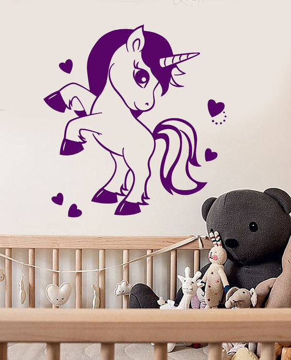 Vinyl Wall Decal Cartoon Pony Unicorn Fairy Tale Nursery Room Stickers (2661ig)