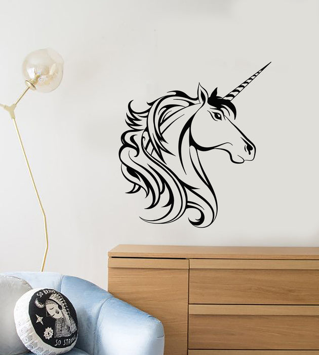 Vinyl Wall Decal Cartoon Unicorn Head Nursery Room Decoration Stickers (3995ig)