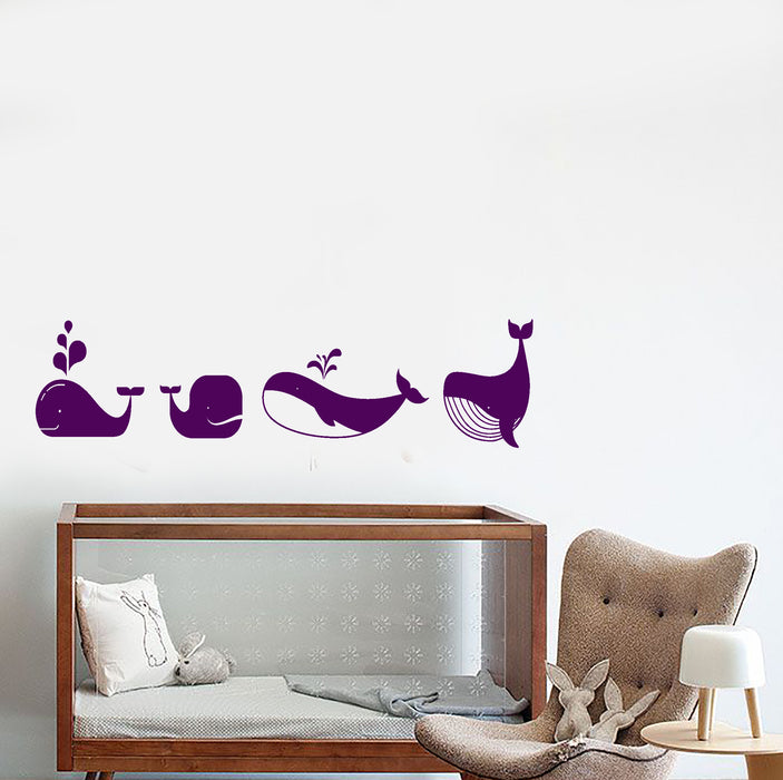 Vinyl Wall Decal Cartoon Whale Ocean Animal For Baby Room Stickers (3533ig)