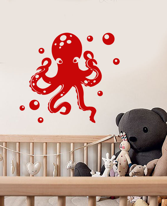 Vinyl Wall Decal Cartoon Octopus Sea Monster Animal Stickers (3904ig)