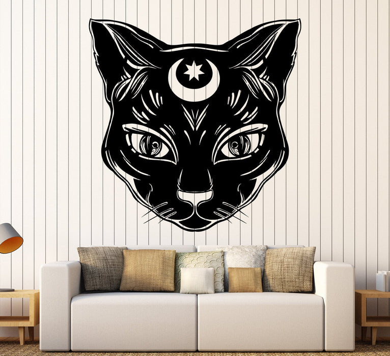 Vinyl Wall Decal Black Cat Moon Witch Magic Witchcraft Stickers Unique Gift (1099ig)