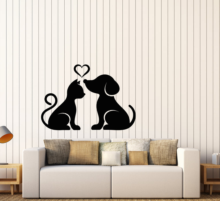 Vinyl Wall Decal Cat And Dog Pet Home Animals Love Stickers (3486ig)