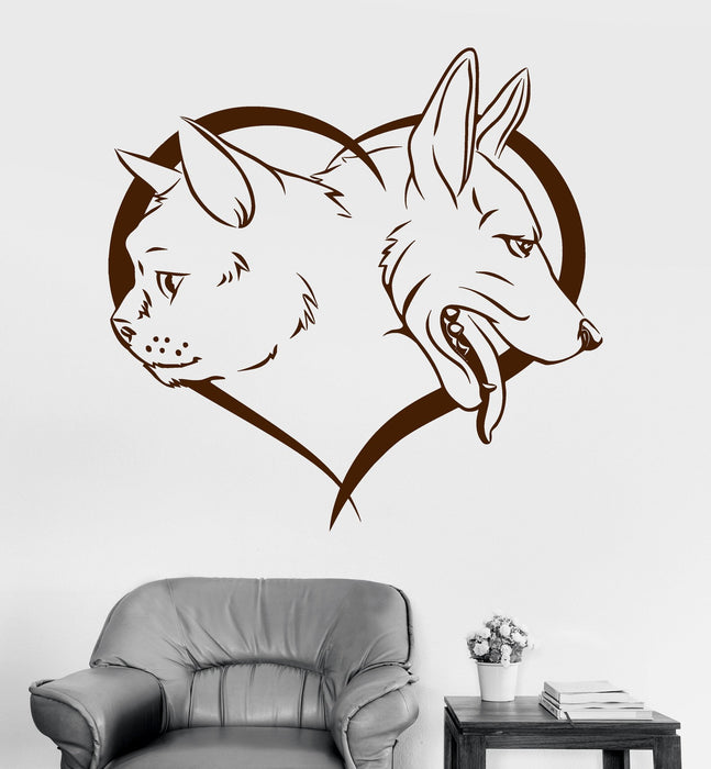Vinyl Wall Decal Pet Dog Cat Animal Heart Love Kids Room Decor Stickers Unique Gift (ig3255)