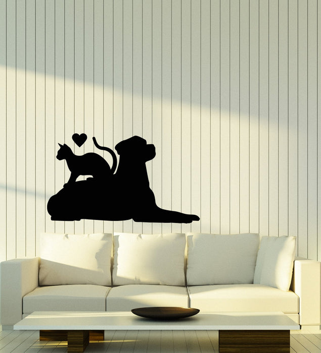 Vinyl Wall Decal Kitten Dog Labrador Pet Shop Heart Grooming Stickers (2553ig)