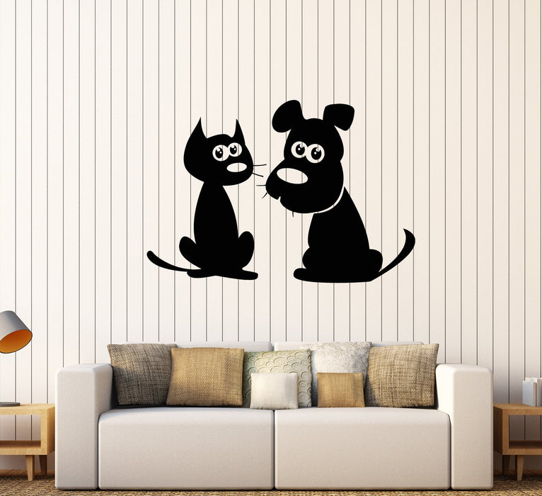 Vinyl Wall Decal Cartoon Cat Dog Puppy Pet Shop Friends Stickers Unique Gift (1709ig)