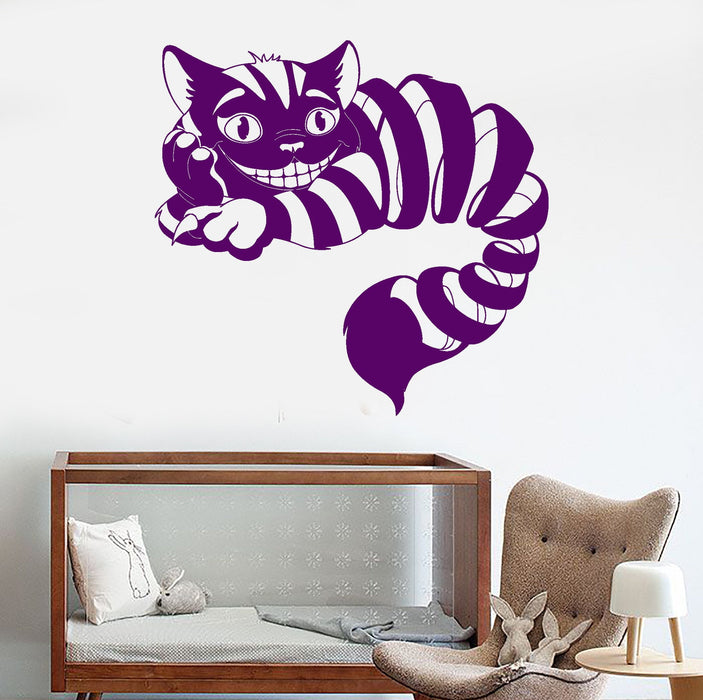 Vinyl Wall Decal Cheshire Cat Fairy Tale Fantasy Nursery Children's Playroom Stickers Unique Gift (1059ig)