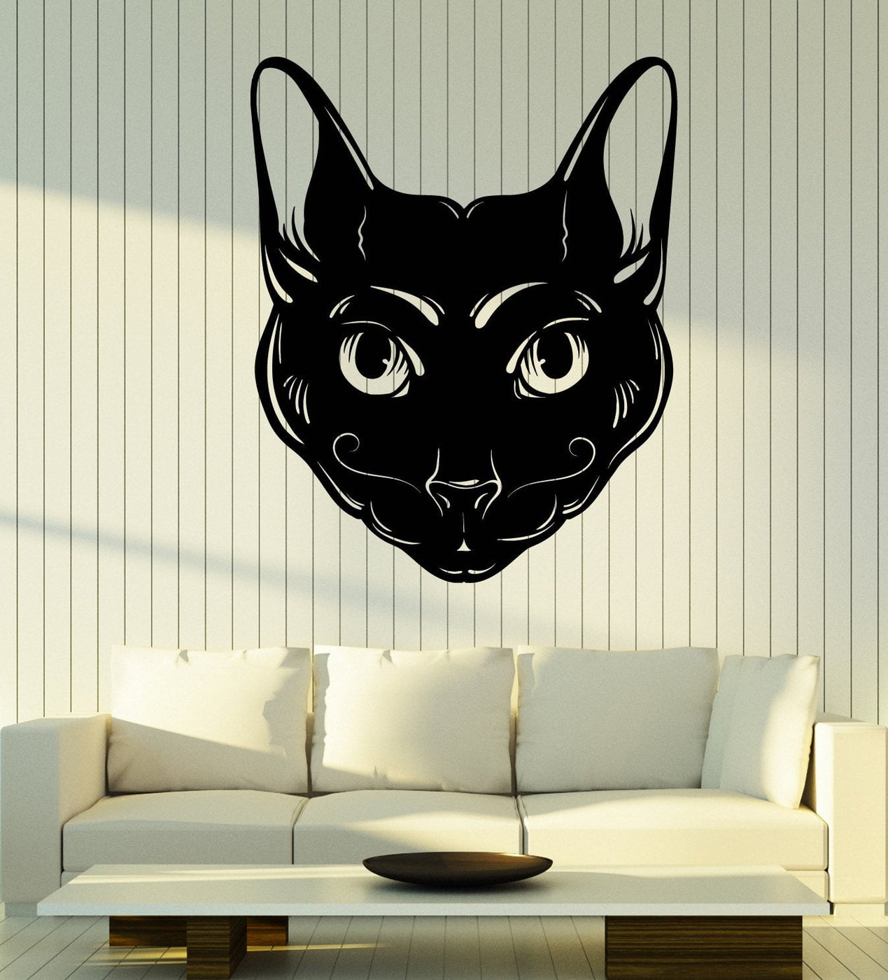 Vinyl Wall Decal Abstract Cat Head Mustache Pet House Animal Stickers ...