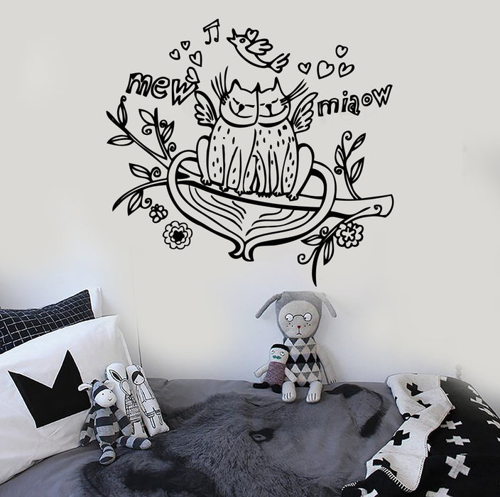 Vinyl Wall Decal Cat Love Romantic Room Decoration Stickers Unique Gift (351ig)