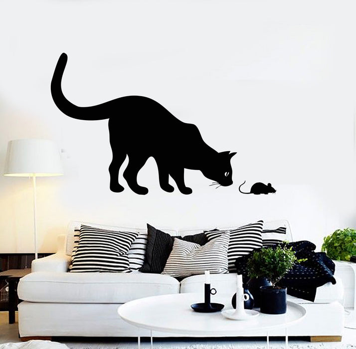 Vinyl Wall Decal Cat And Mouse Animals Pet Kids Room Stickers Unique Gift (ig4377)