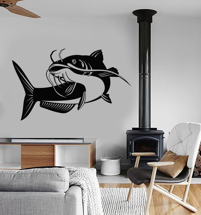 Vinyl Wall Decal Big Fish Fishing Club Catfish For Fisher Hobby Sticke —  Wallstickers4you