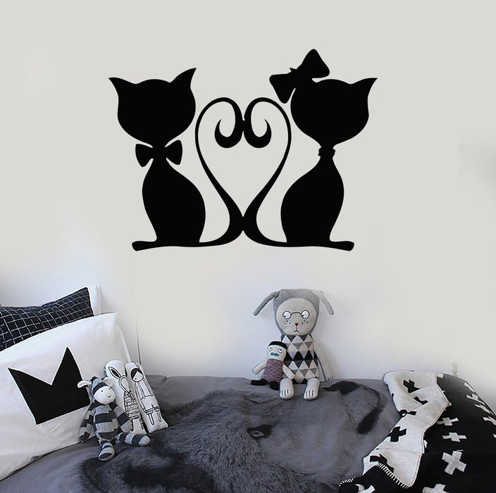 Wall Stickers Vinyl Decal Kittens Cat Couple Love Pets Heart Decor Mural Unique Gift (ig046)