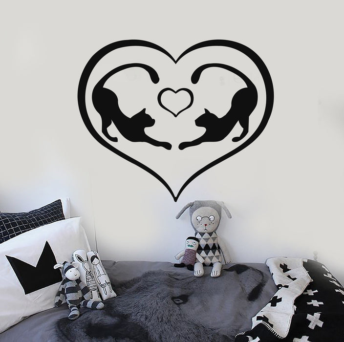 Wall Stickers Vinyl Decal Romantic Love Heart Cat Animal Unique Gift (ig487)