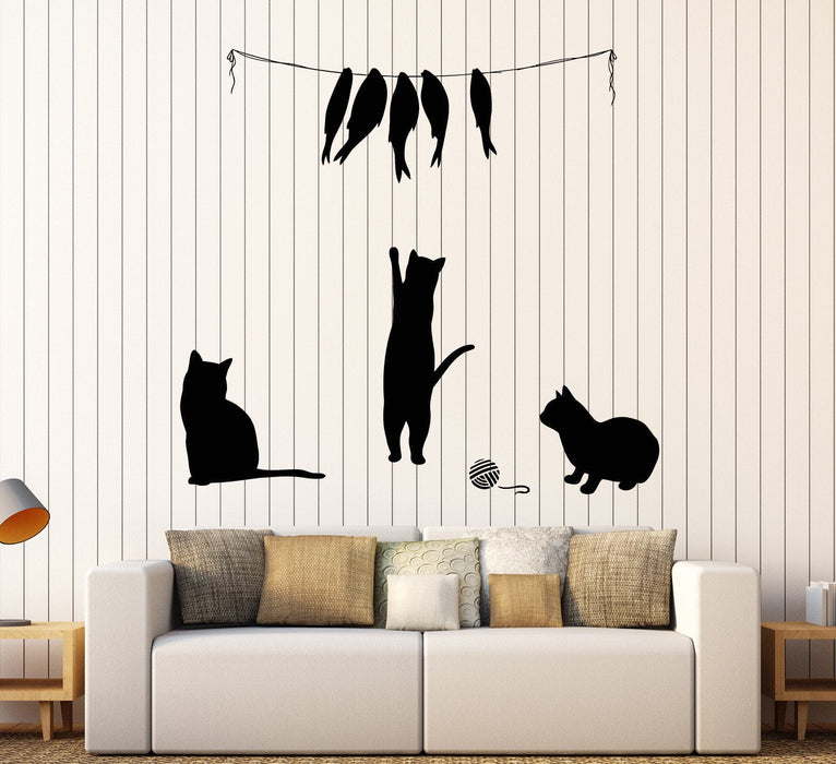 Vinyl Wall Decal Cats Pet Animal Fish Funny Kids Room Stickers Unique Gift (ig4513)