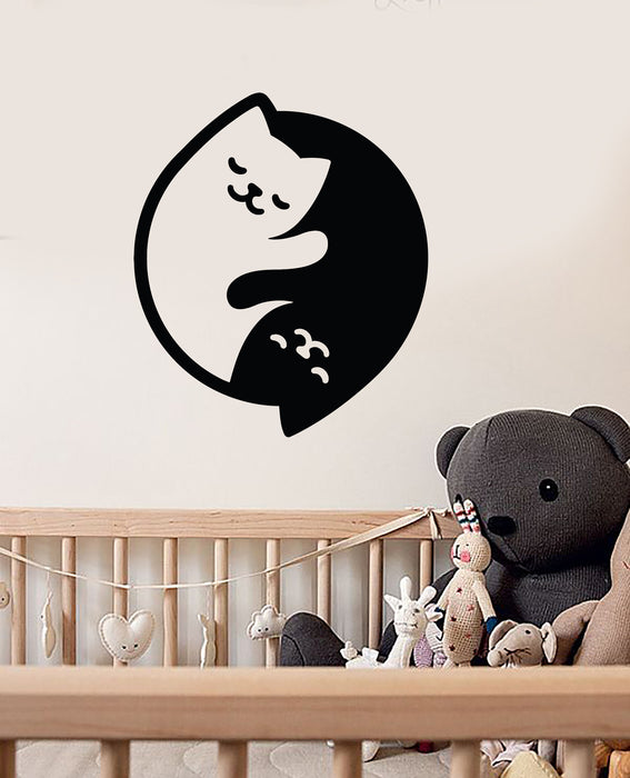 Vinyl Wall Decal Yin Yang Symbol Buddhism Pets Cats For Nursery Stickers (3308ig)