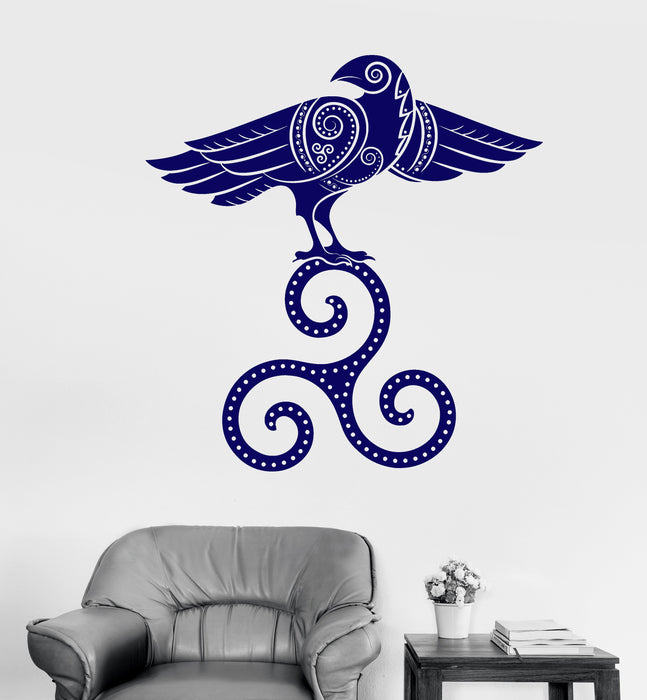 Vinyl Wall Decal Triskel Celtic Symbol Ornament Bird Raven Stickers Unique Gift (2000ig)