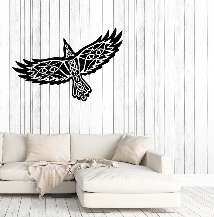 Vinyl Wall Decal Celtic Ornament Raven Ethnic Style Pattern Bird Stickers (4264ig)