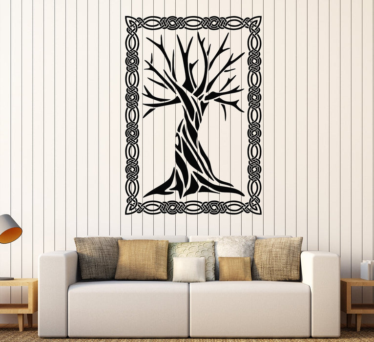 Vinyl Wall Decal Celtic Ancient Tree Art Ornament Frame Nature Stickers Unique Gift (2028ig)