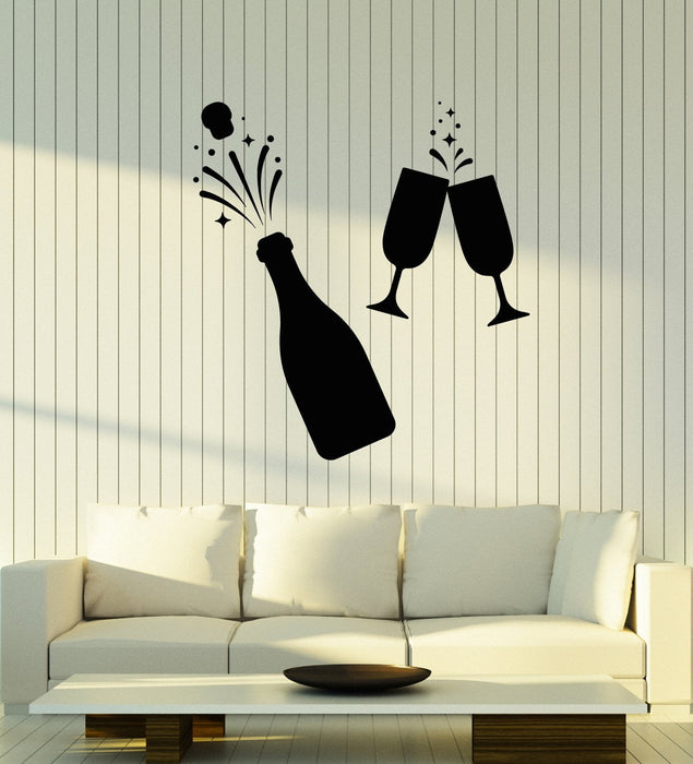 Vinyl Wall Decal Champagne Alcohol Fireworks Party Celebration Stickers (2844ig)