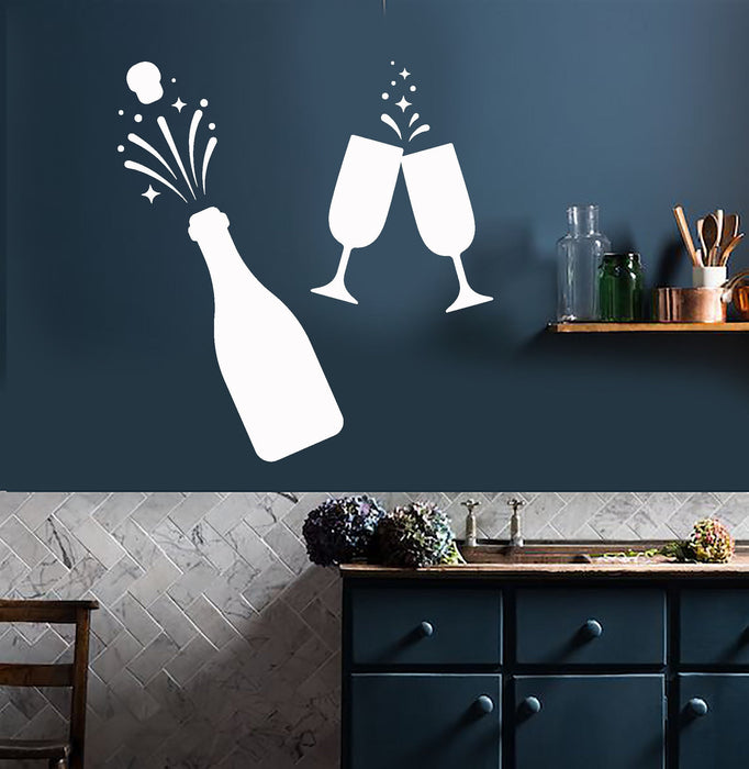 Vinyl Wall Decal Champagne Alcohol Fireworks Party Celebration Stickers (2844ig)