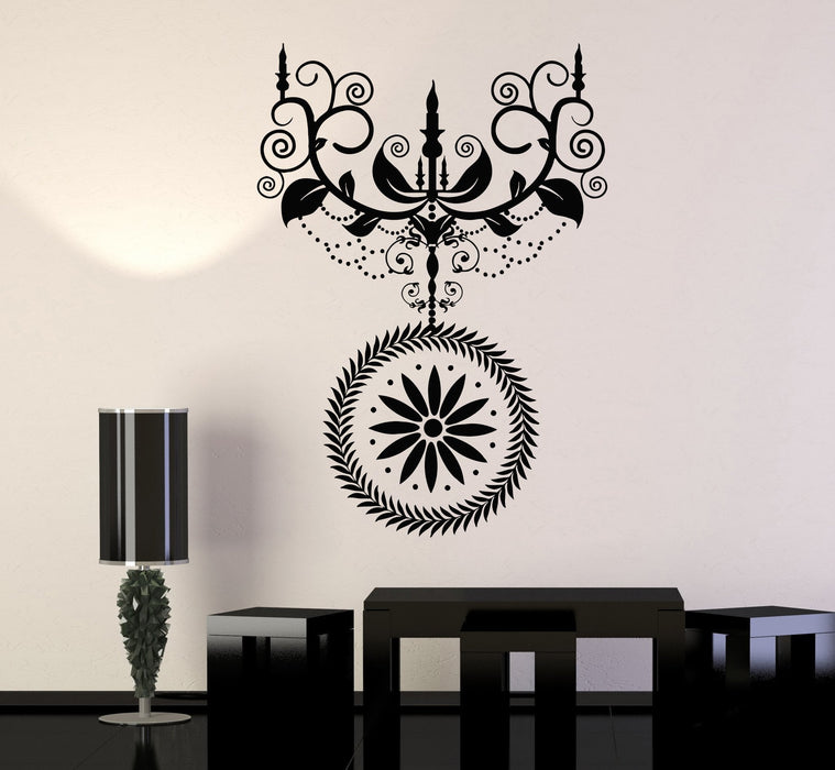 Vinyl Wall Decal Candle Chandelier Lighting Room Vintage Decoration Stickers Unique Gift (070ig)
