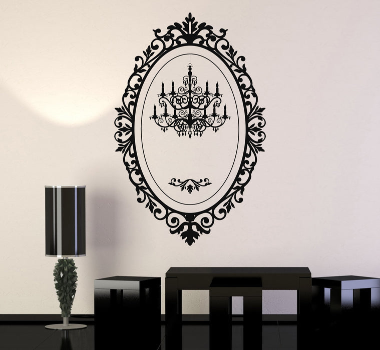 Vinyl Wall Decal Chandelier Mirror Frame Lighting Patterns Art Stickers Unique Gift (065ig)