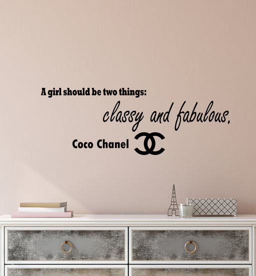 A Girl Should Be Two Things Classy And Fabulous - Coco Chanel Inspirational  Quote Vinyl Wall Art Wall Sticker Wall Decal Decoration For Home Room Kids