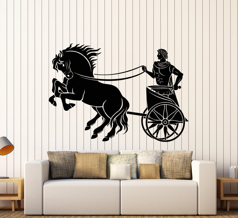 Vinyl Wall Decal Ancient Rome Caesar Chariot Horses Stickers (3253ig)