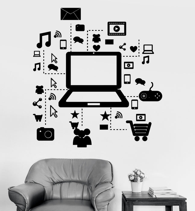 Vinyl Wall Decal Laptop Computer Online Social Networks Stickers Unique Gift (315ig)