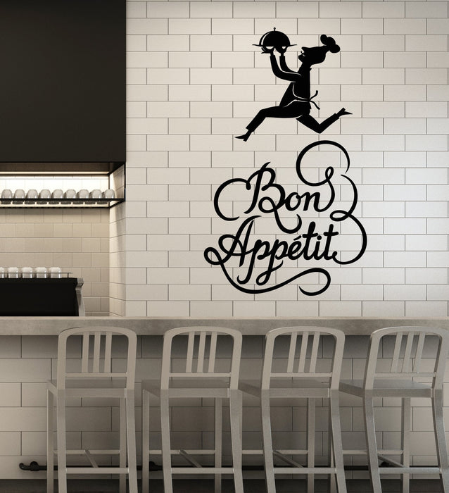 Vinyl Wall Decal Bon Appetit Cook Chef Quote For Kitchen Stickers (2235ig)