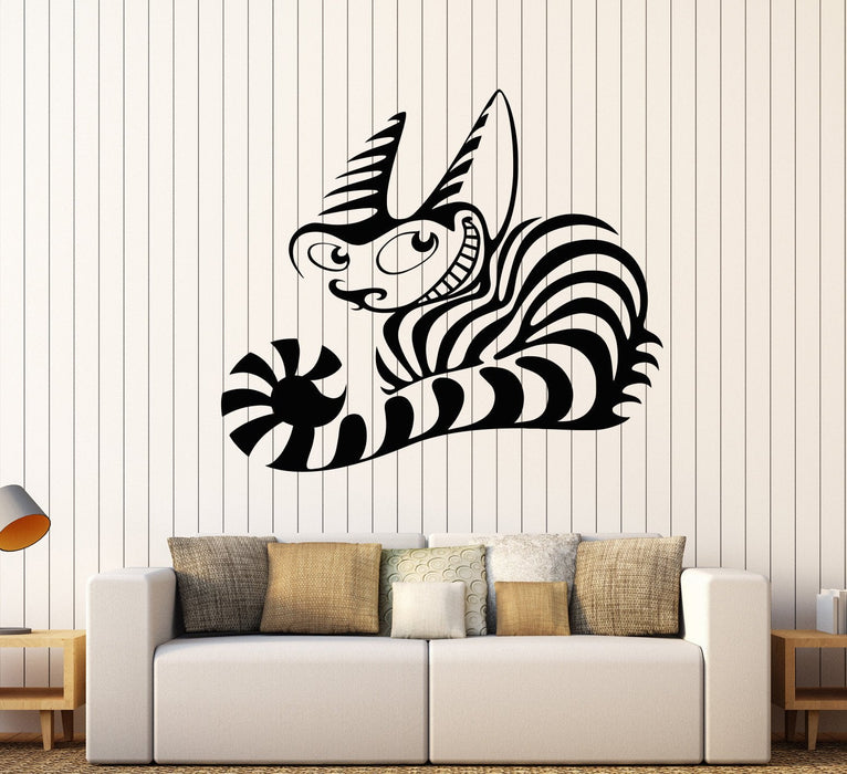 Vinyl Wall Decal Cheshire Cat Tale Children's Room Animal Fantasy Sticker Unique Gift (664ig)