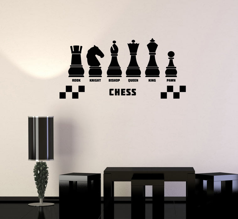 Vinyl Wall Decal Chess Club Intellectual Game Stickers Mural Unique Gift (ig3292)