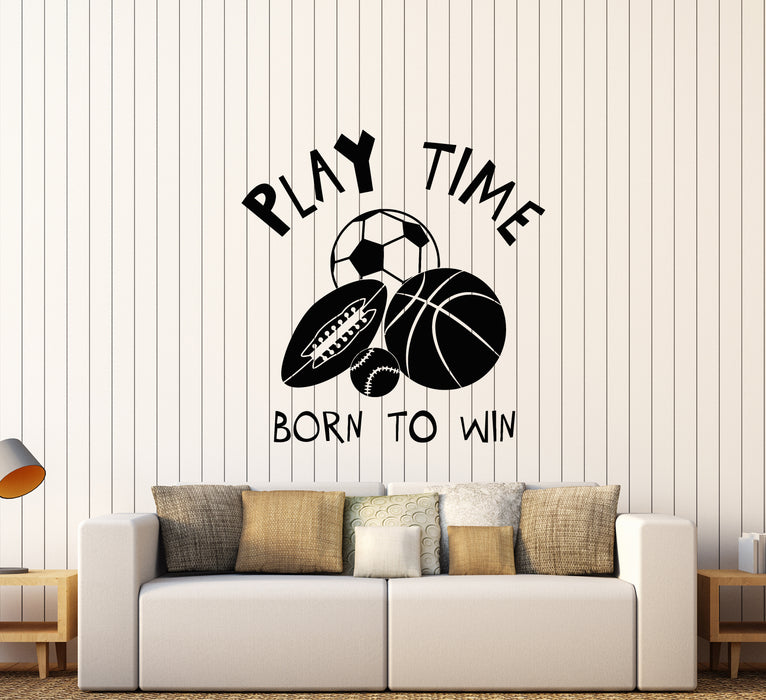 Vinyl Wall Decal Play Time Motivation Words Logo Children's Playroom Stickers (3278ig)