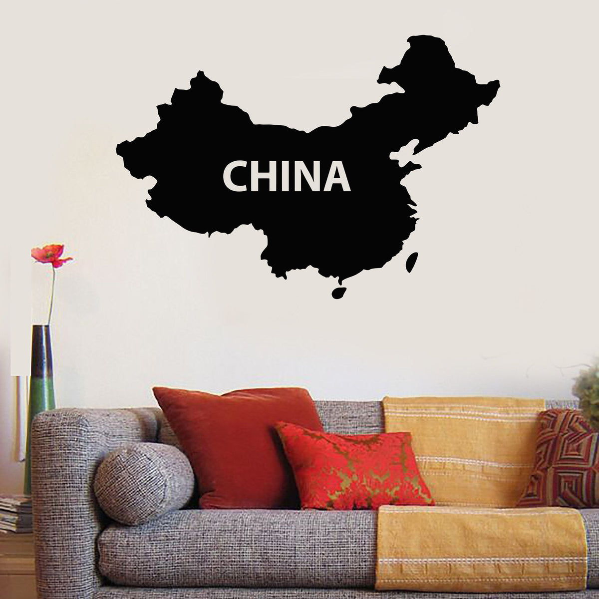 Vinyl Wall Decal China Map Chinese Asian Decor Stickers Mural Unique G ...